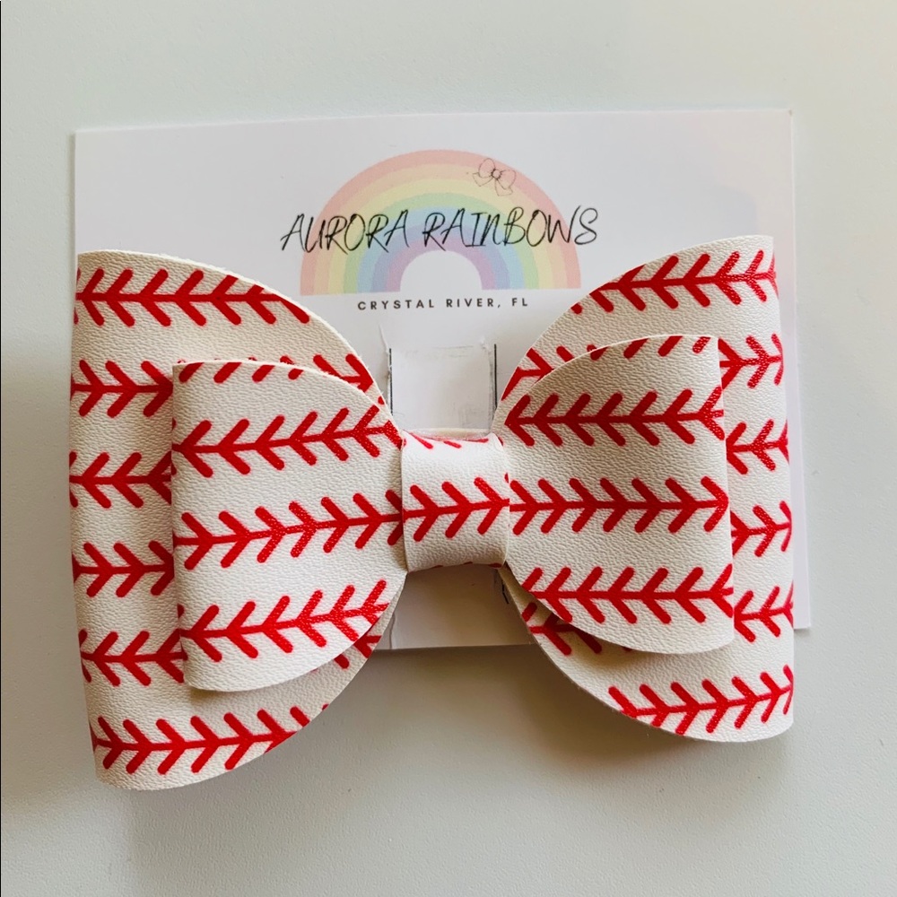 Baseball theme Hair Bow or Nylon Headband